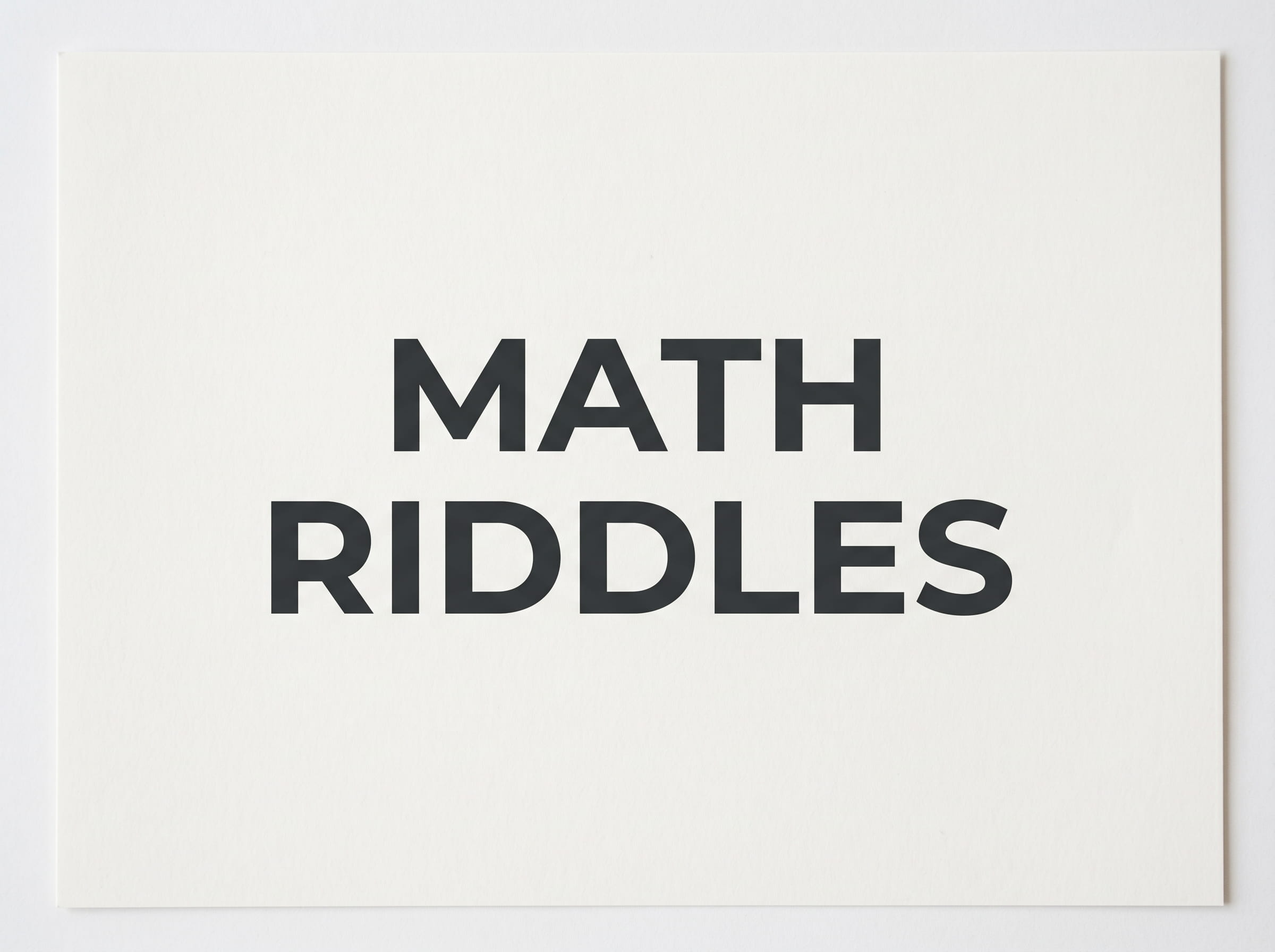 Daily Life Math Riddles